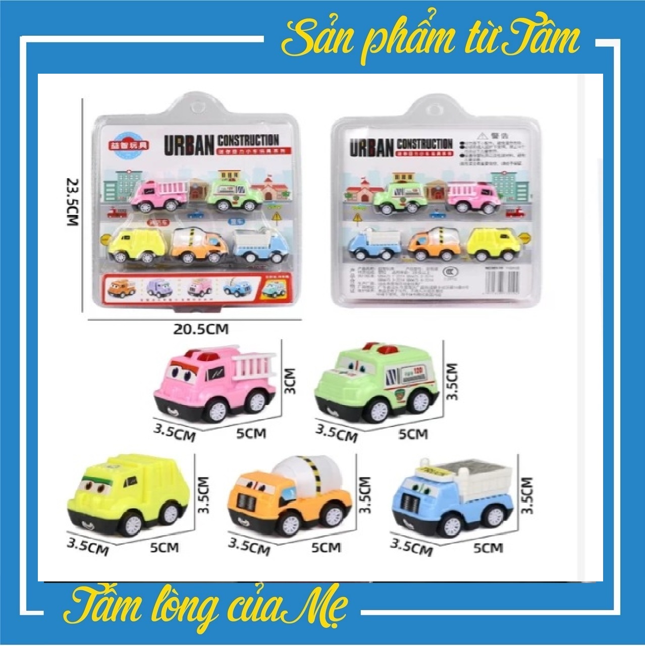 Bộ 6 Xe Ô Tô Mini Chạy Đà Cho Bé