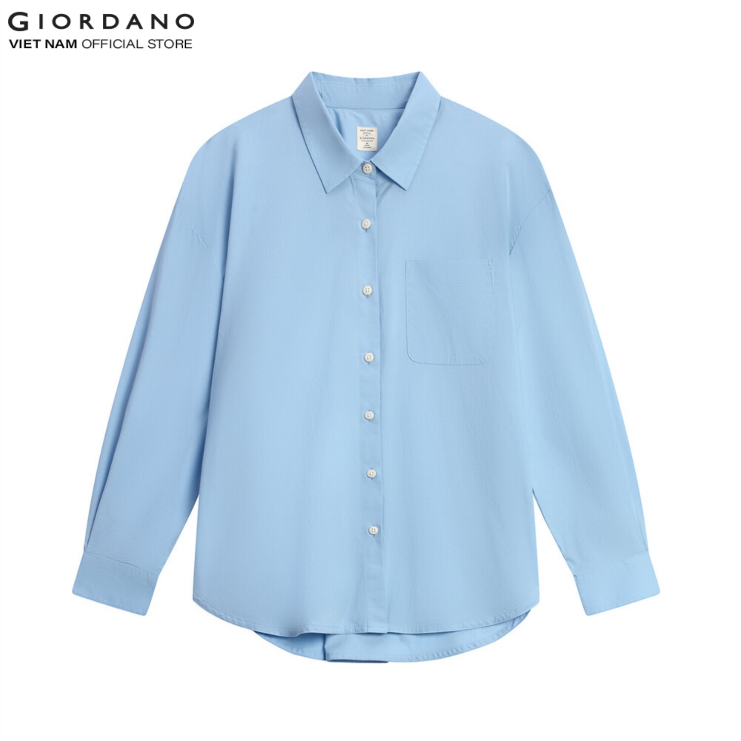 Áo sơ mi nữ trơn dài tay giordano 05343004