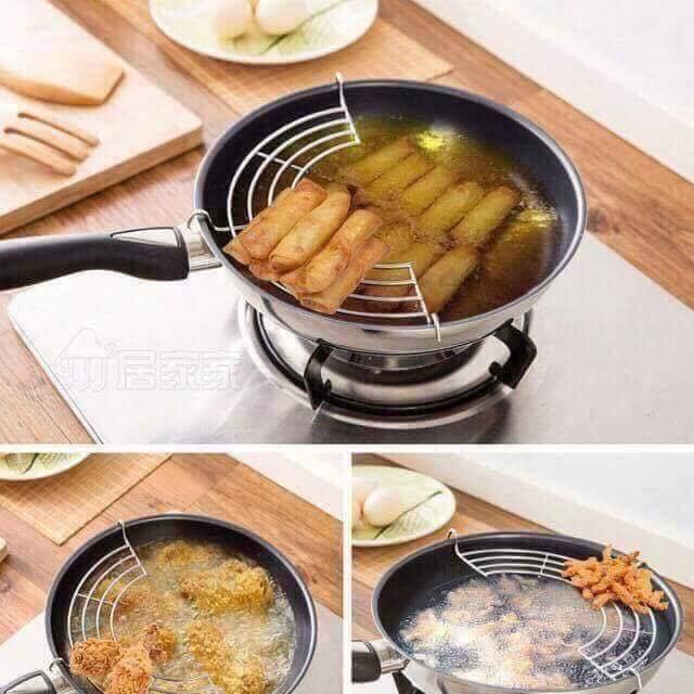 Vỉ gác chảo rán bằng inox, gác chảo, gác chảo mỡ, vỉ gác chảo