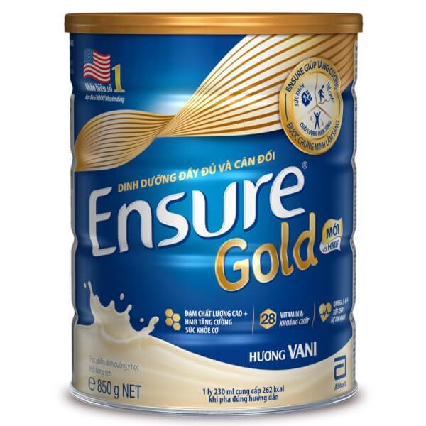 Sữa bột Ensure Gold 850g - Tăng Cường Sức Khỏe Trong 8 tuần, Dinh Dưỡng Đầy Đủ Và Cân Đối