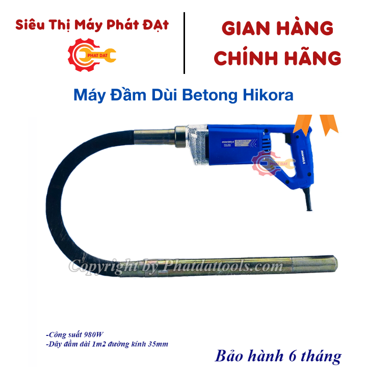 Máy đầm dùi betong cầm tay HIKORA- KENPRO -Máy đầm gà cầm tay-Chính hãng-Gồm dây 1m2