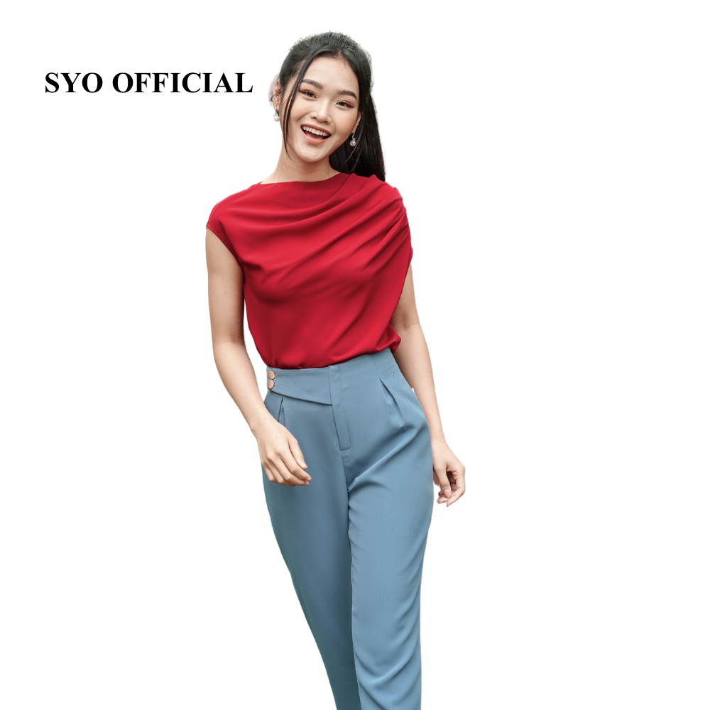 Áo Sơ Mi Lụa Lệch Vai Xếp Nếp A2006-21