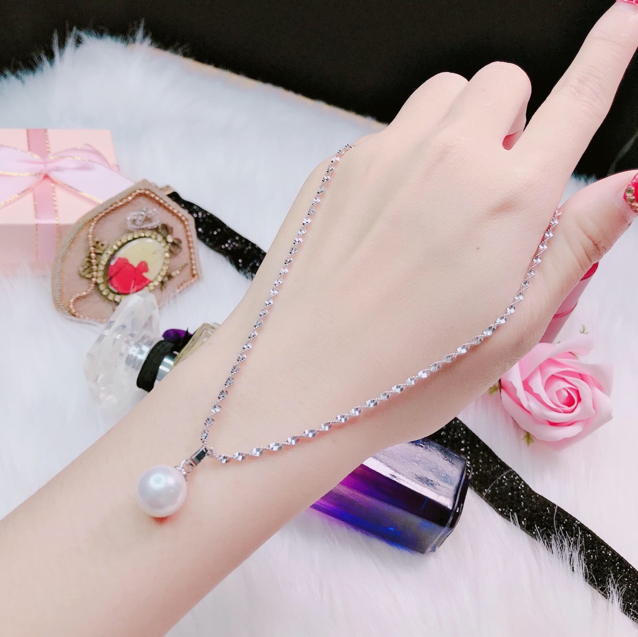Dây chuyền nữ đính ngọc trai cao cấp givishop - d1705108 - sáng như vàng thật -