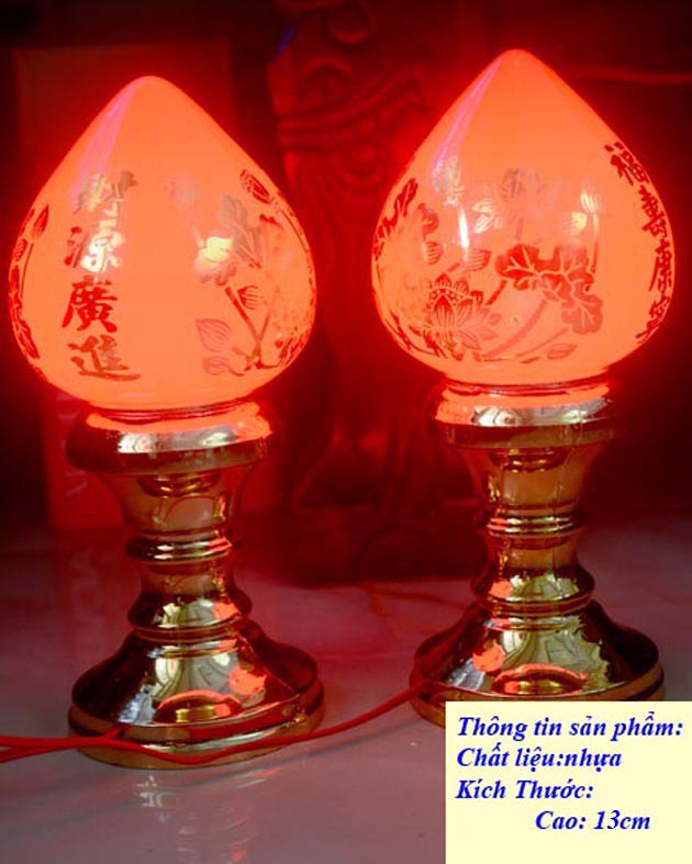 [HCM]Cặp đèn đào cắm điện đặt bàn thờ-Nhiều cỡ