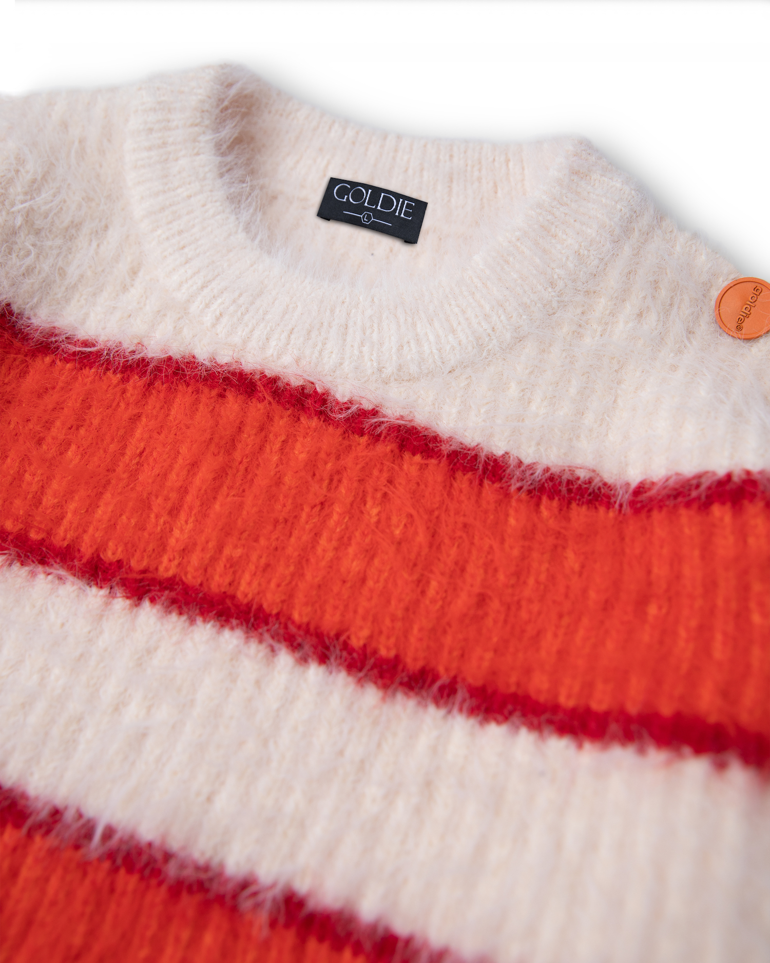 ORANGE STRIPED MOHAIR KNIT SWEATER