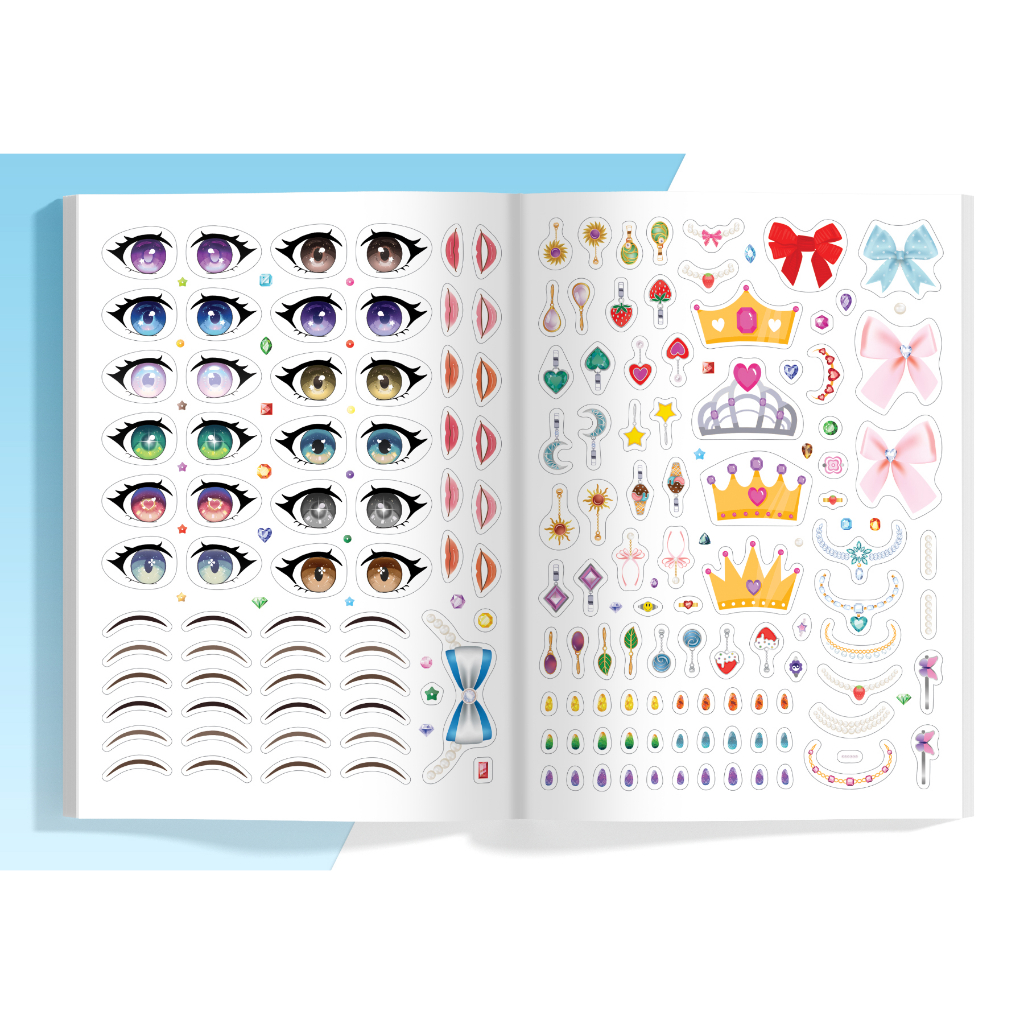 Combo Sách trang điểm công chúa (5 cuốn) (Tô màu và bóc dán hơn 500+ stickers sáng tạo) cho bé gái