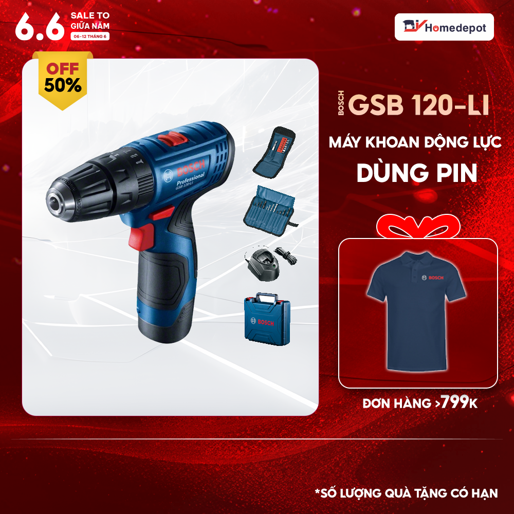 Máy khoan pin bosch gsb 120-li 3 chế độ - hàng chính hãng