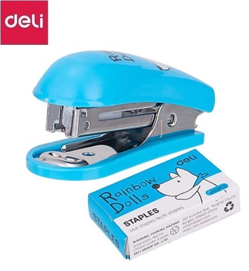 Dập ghim mini số 10 + hộp kim Deli - E0253