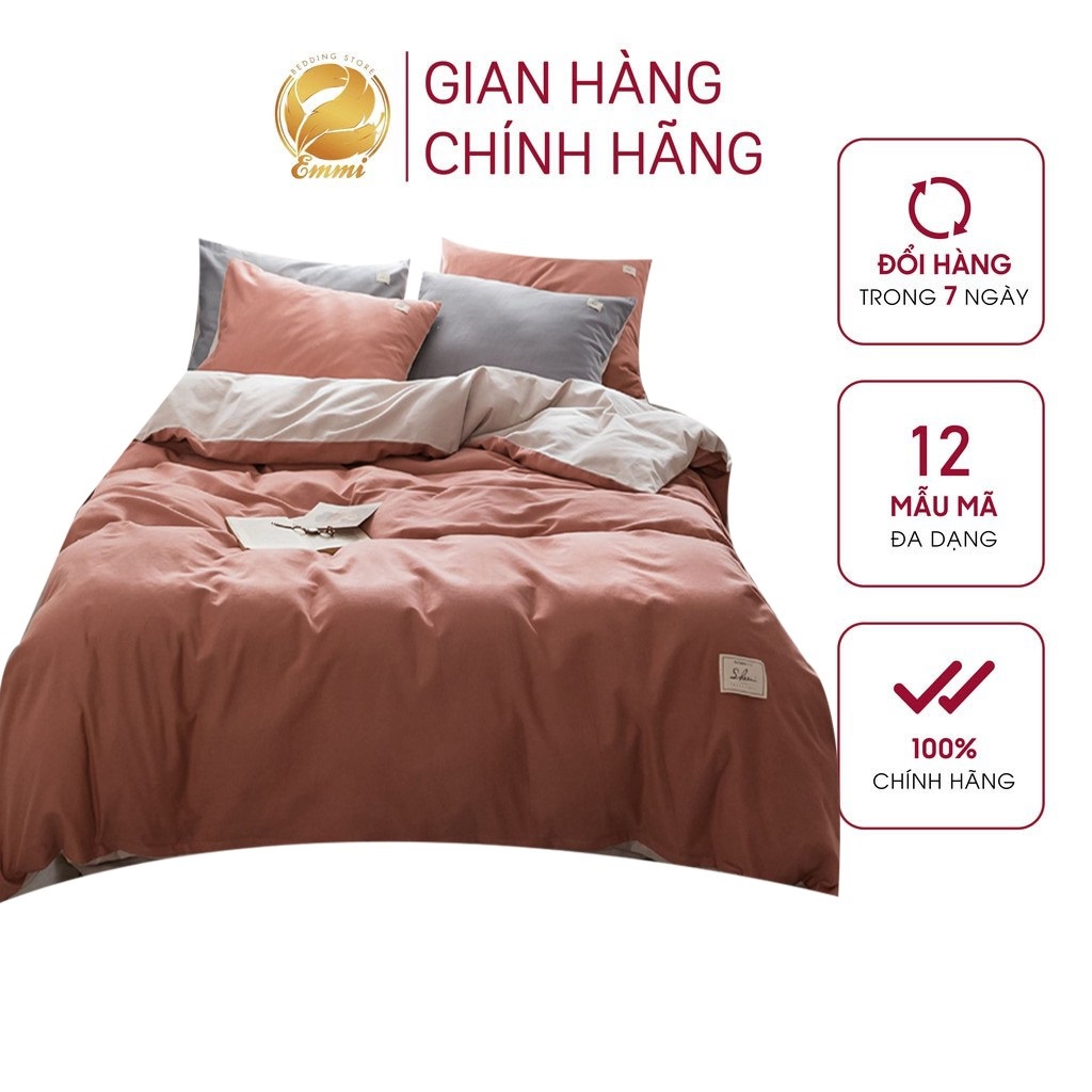 Bộ chăn ga gối EmmiBedding Cotton TC CAM BE, set 4 món gồm 1 vỏ chăn, 1 ga bọc nệm theo yêu cầu, 2 vỏ gối nằm, chất liệu thoáng mát, mềm mịn, bền màu, phong cách Hàn Quốc trẻ trung, hiện đại, miễn phí bo chun