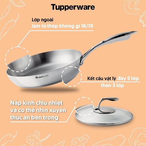 Chảo T Chef Series Frypan 28cm (nắp kính)