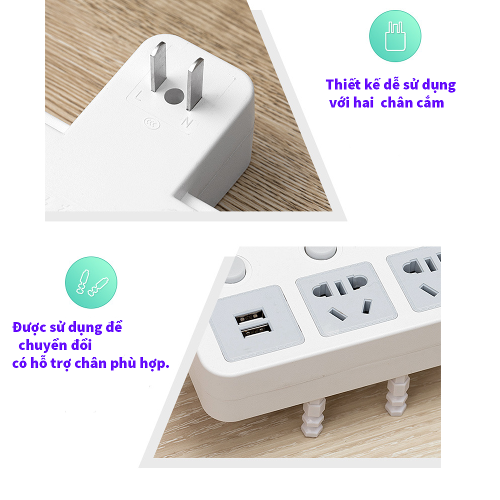 Smart power outlet - 2-pin power plug - Induction nightlight power socket - Multi-function usb power outlet - Heat-resistant electrical outlet with separate switch