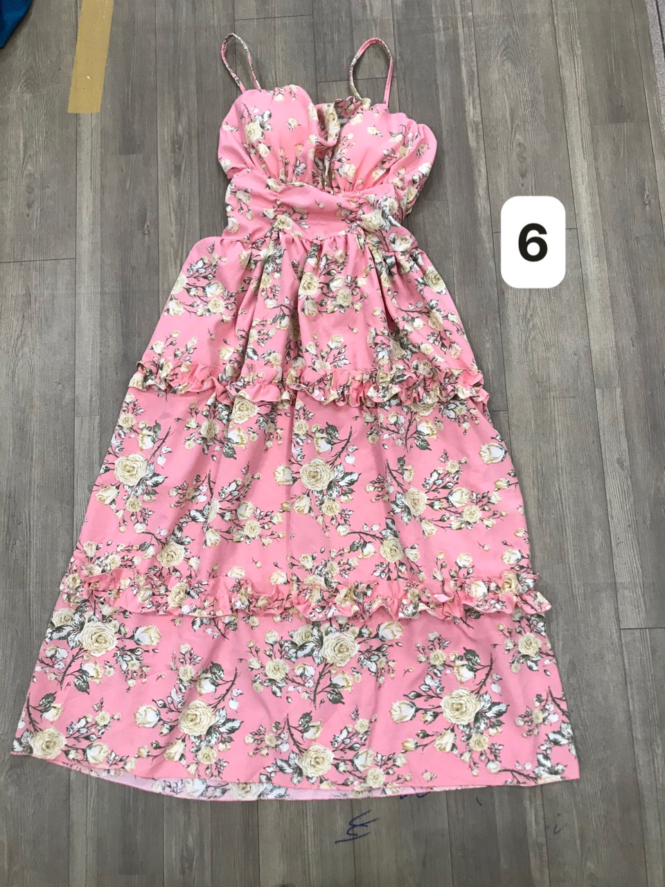 Đầm maxi hai dây hoa nhí + Ảnh thật