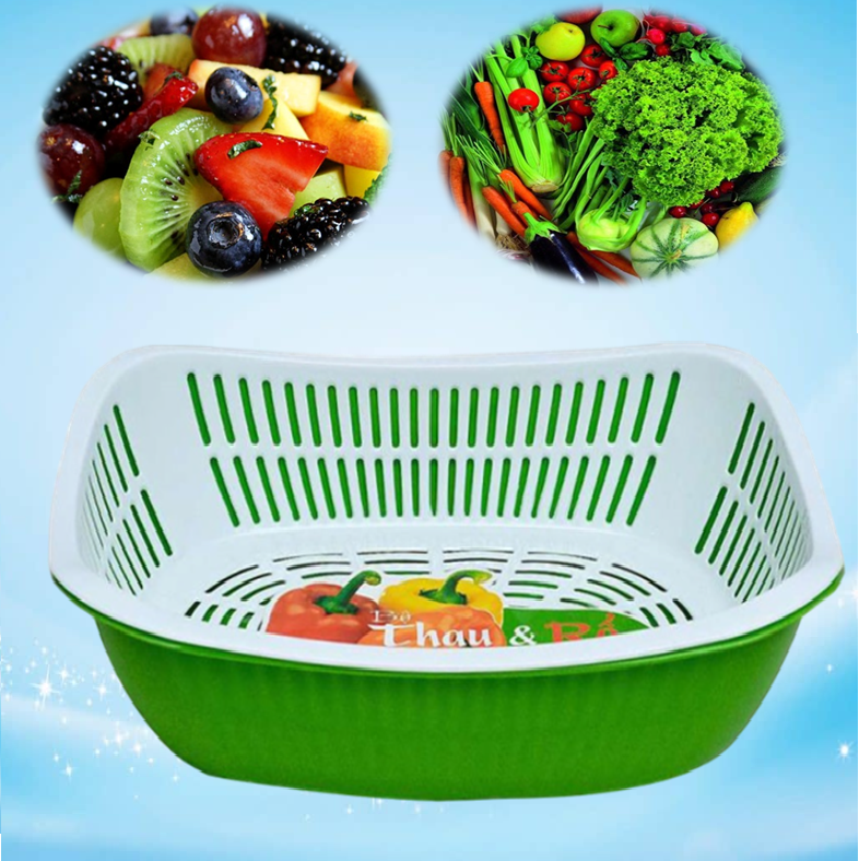 Bộ Thau + Rổ Nhựa Tân Lập Thành. Chất Liệu Nhựa Dày Dặn, Lỗ Nhỏ. Phụ kiện nhà bếp - Phân phối bởi Sao Mai Store