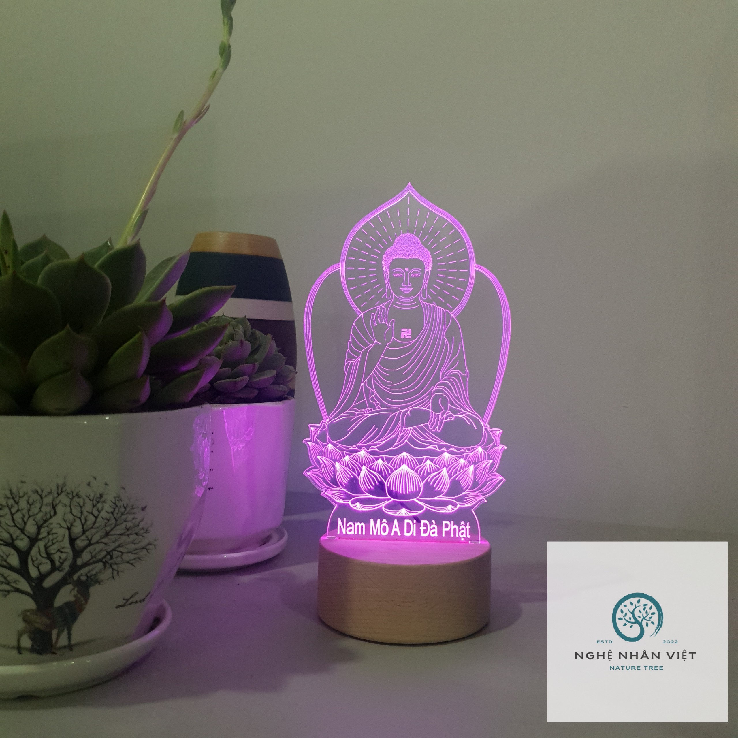 Đèn 3D Decor Phật A Di Đà