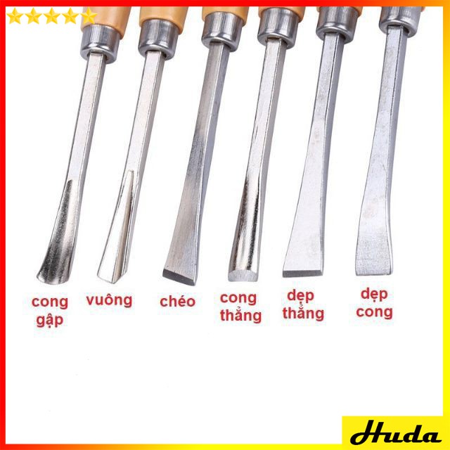 Bộ Đục Gỗ - Mũi Dao Đục Khắc Gỗ 6 Cây - đồ làm mộc