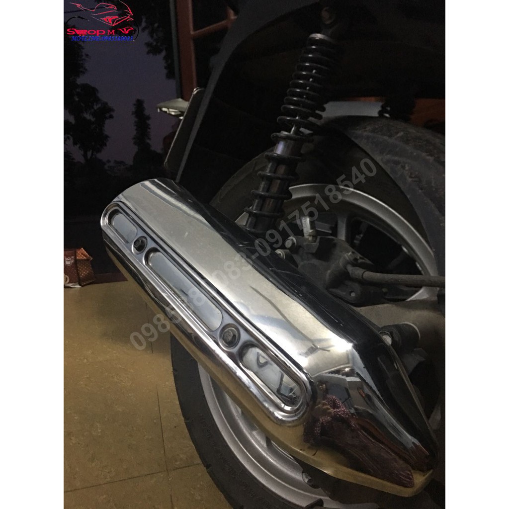 Ốp pô inox giống sh ý chế lắp cho sh 2012- 2016 cực đẹp dày và giống sh ý 100%