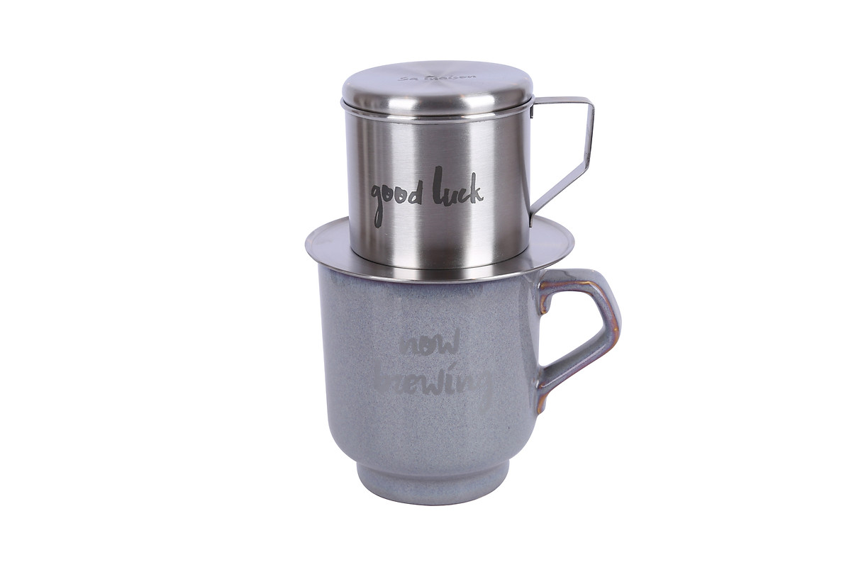 Bộ pha cafe Vintage 3 món (phin cafe, cốc và đĩa sứ 24cm) Sa Maison