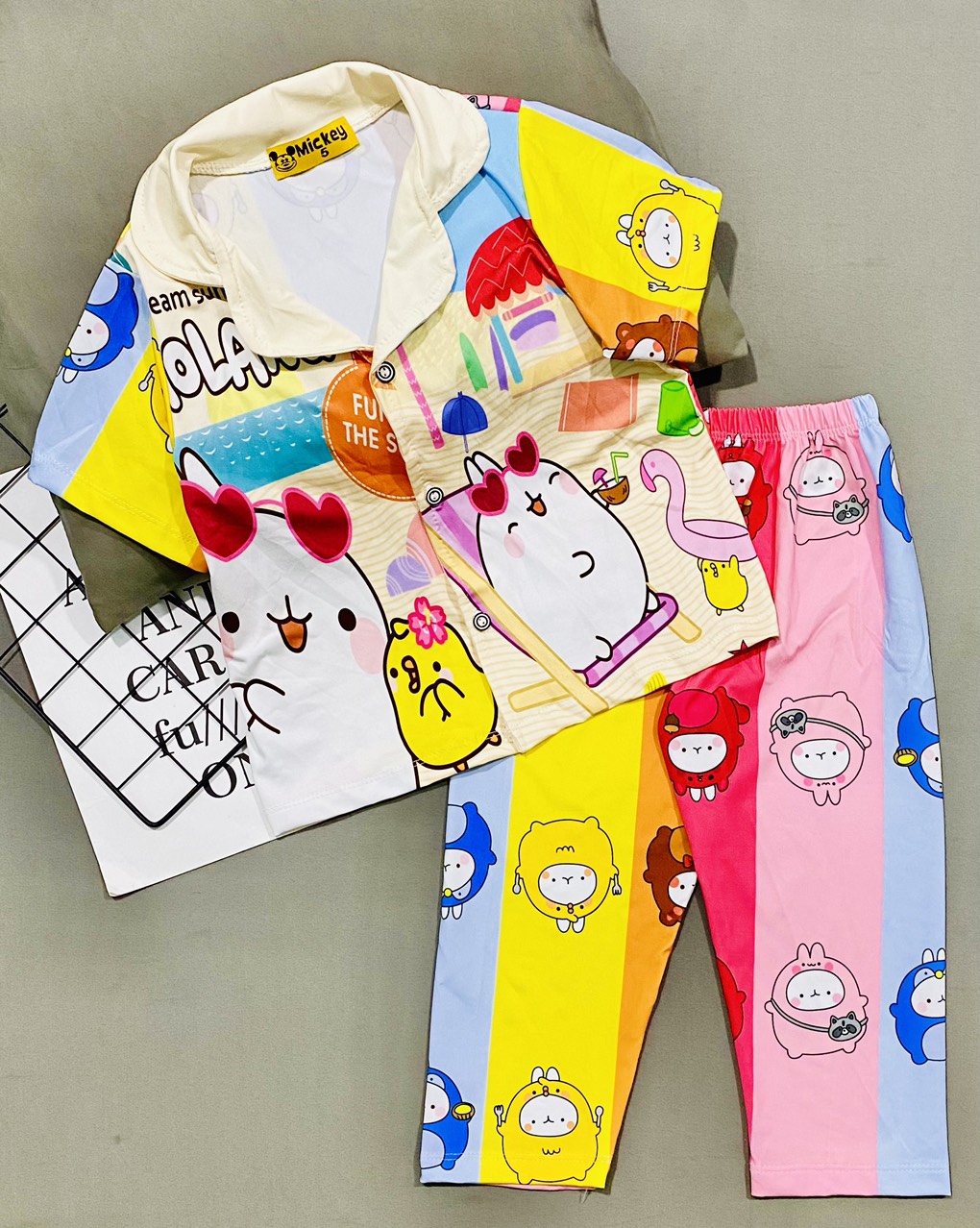 Bộ đồ pijama bé gái tay ngắn quần dài chất liệu thun lạnh mịn mát in hình 3D cao cấp được các bé gái yêu thích [20-40Kg]