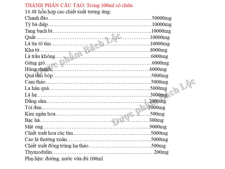 Combo 3 Hộp Siro Ho Đông Trùng Bổ Phổi Hỗ Trợ Bổ Phế Hạn Chế Ho Nhiều Giúp Làm Ấm Đường Hô Hấp- Dược Phẩm Bách Lộc