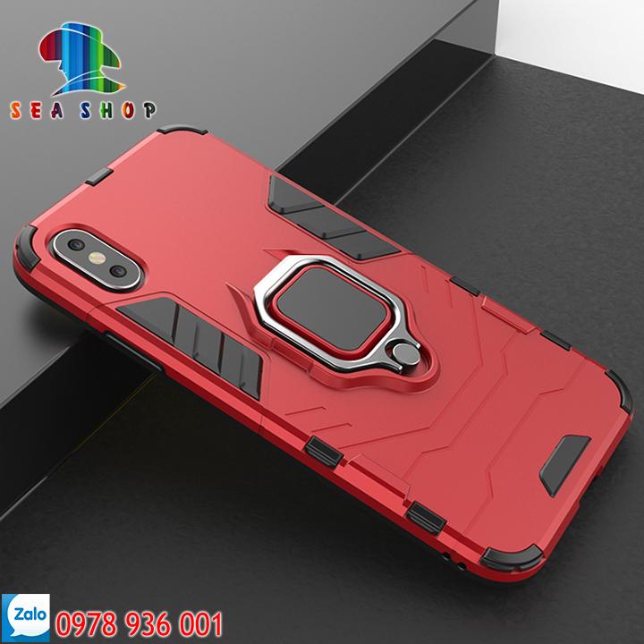 [TẶNG KÍNH CƯỜNG LỰC BẢO VỆ CAMERA] Ốp lưng iPhone Xs Max iRon man kèm iRing chống sốc (đỏ)