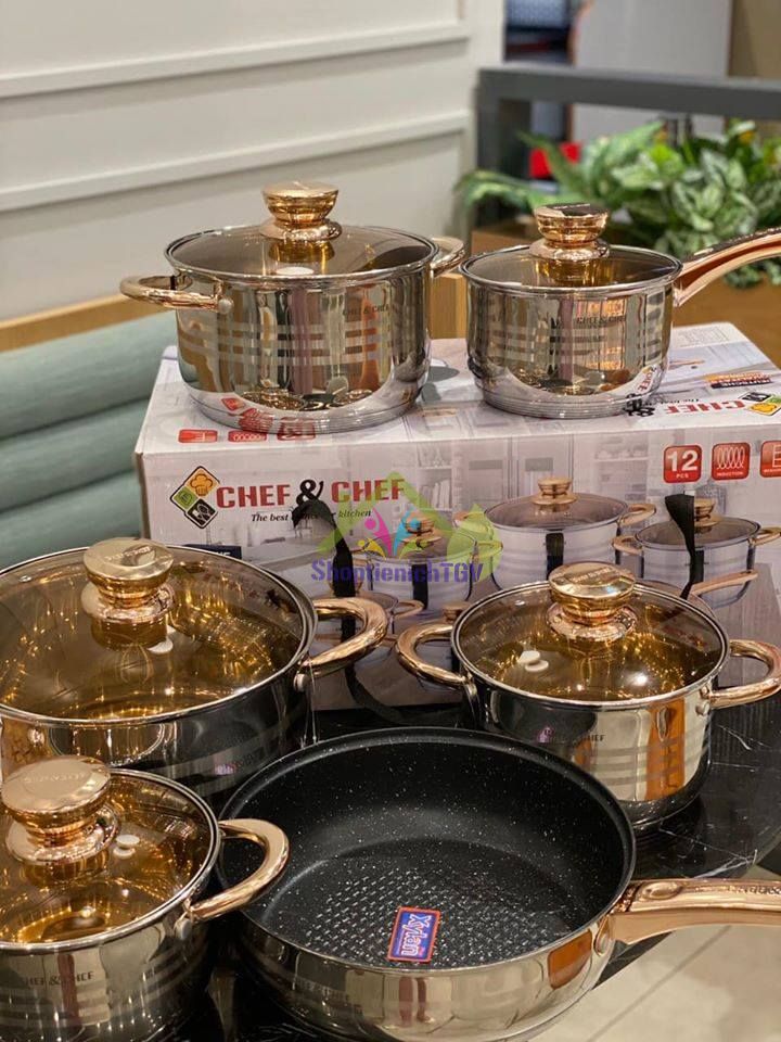 BỘ NỒI CHEF AND CHEF 6 MÓN VUNG KÍNH GERMANY