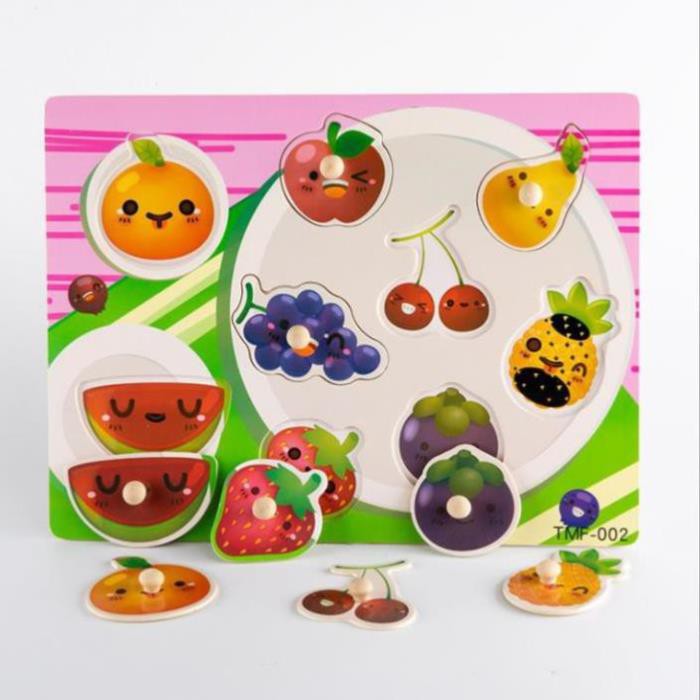 Bảng núm gỗ_Đồ chơi Lắp ráp bằng Núm gỗ cho Bé(23x30x0.5cm )