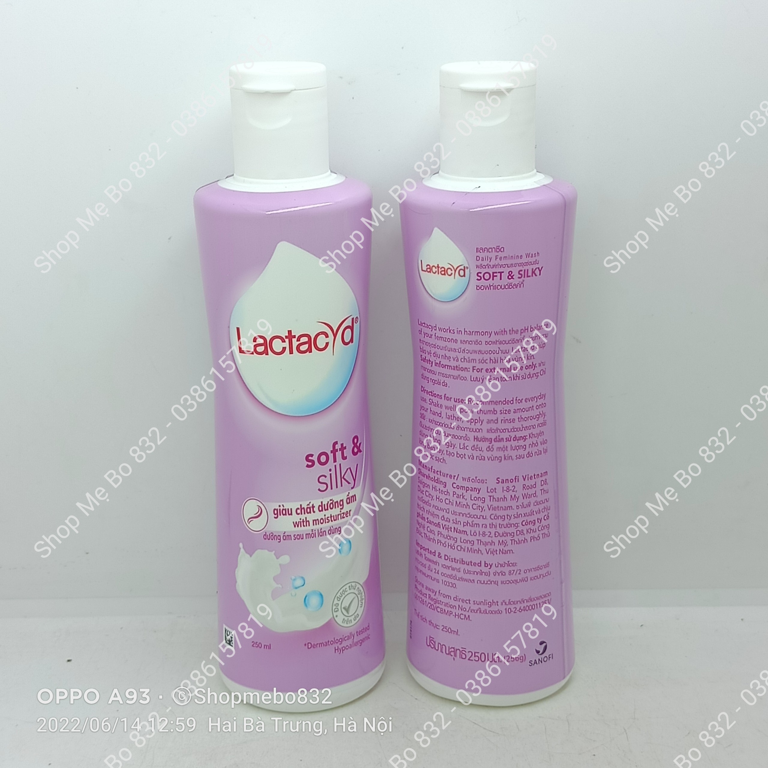 Dung dịch vệ sinh lactacyd tím Soft & silky chai 250ml