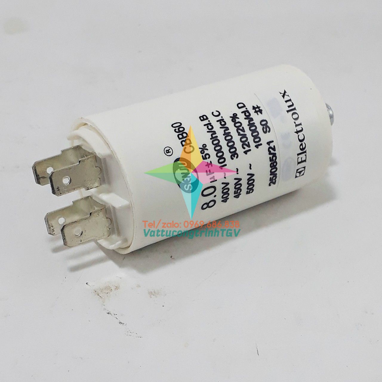 Tụ điện CBB60 450VAC - 8.0uF+5% cho máy sấy ELECTROLUX