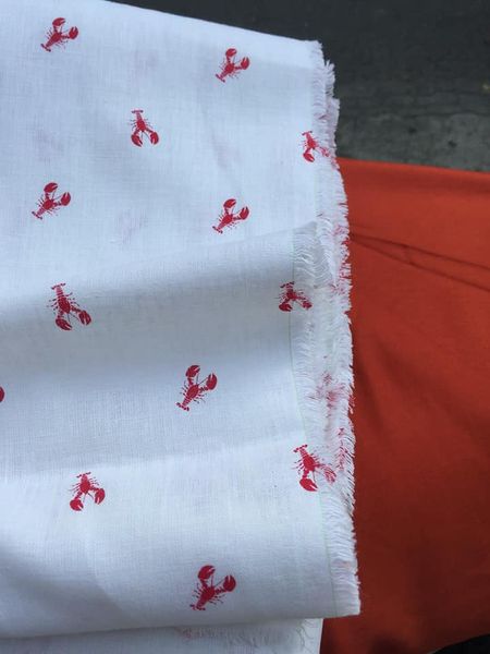 Vải linen bột tôm hùm đỏ, nền trắng gạo!