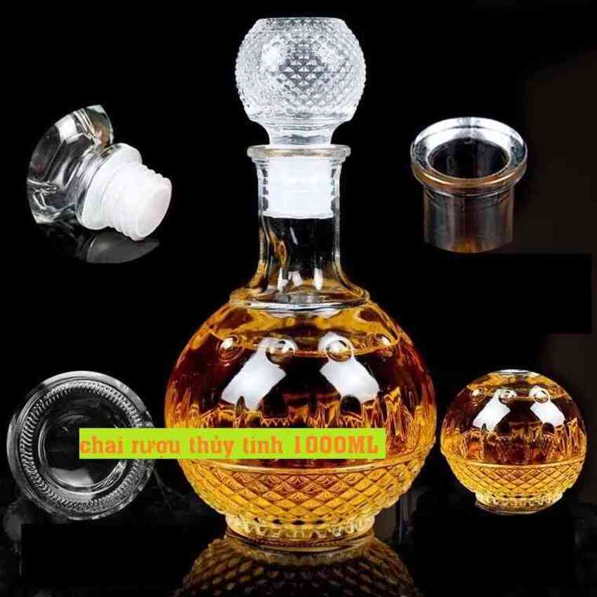 Glass Bottle 1000ML – Ground Shape – Dot Design – A3 pattern – 1 bottle