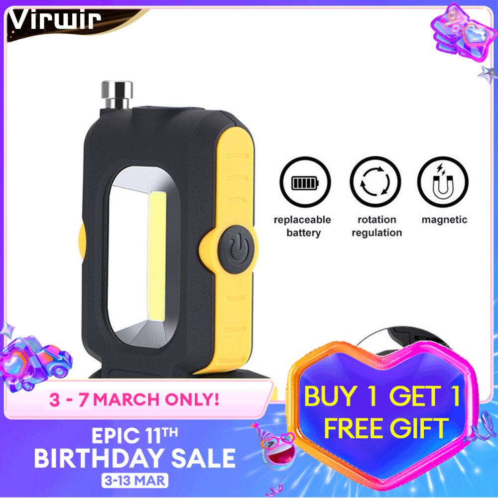 ✈Nam Châm Mạnh Mẽ COB LED Đèn Pin 3 Chế Độ Battery Operated Đèn Làm Việc Nam Châm Mini Chiếu Sáng LED Torch Đèn