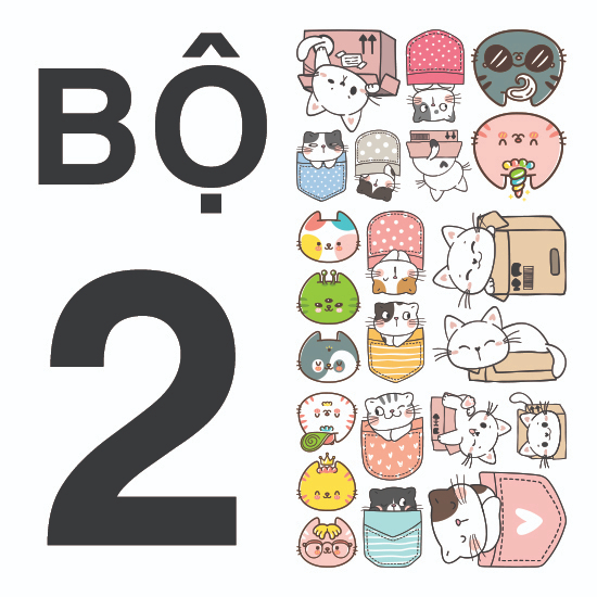 Cute cat sticker set waterproof laptop helmet decoration