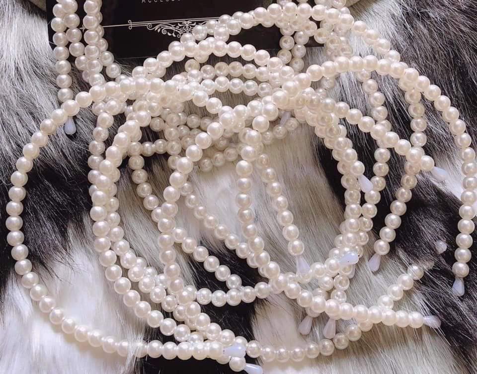 Băng đô, bờm ngọc trai Hàn Quốc đính đá, bờm cho bé