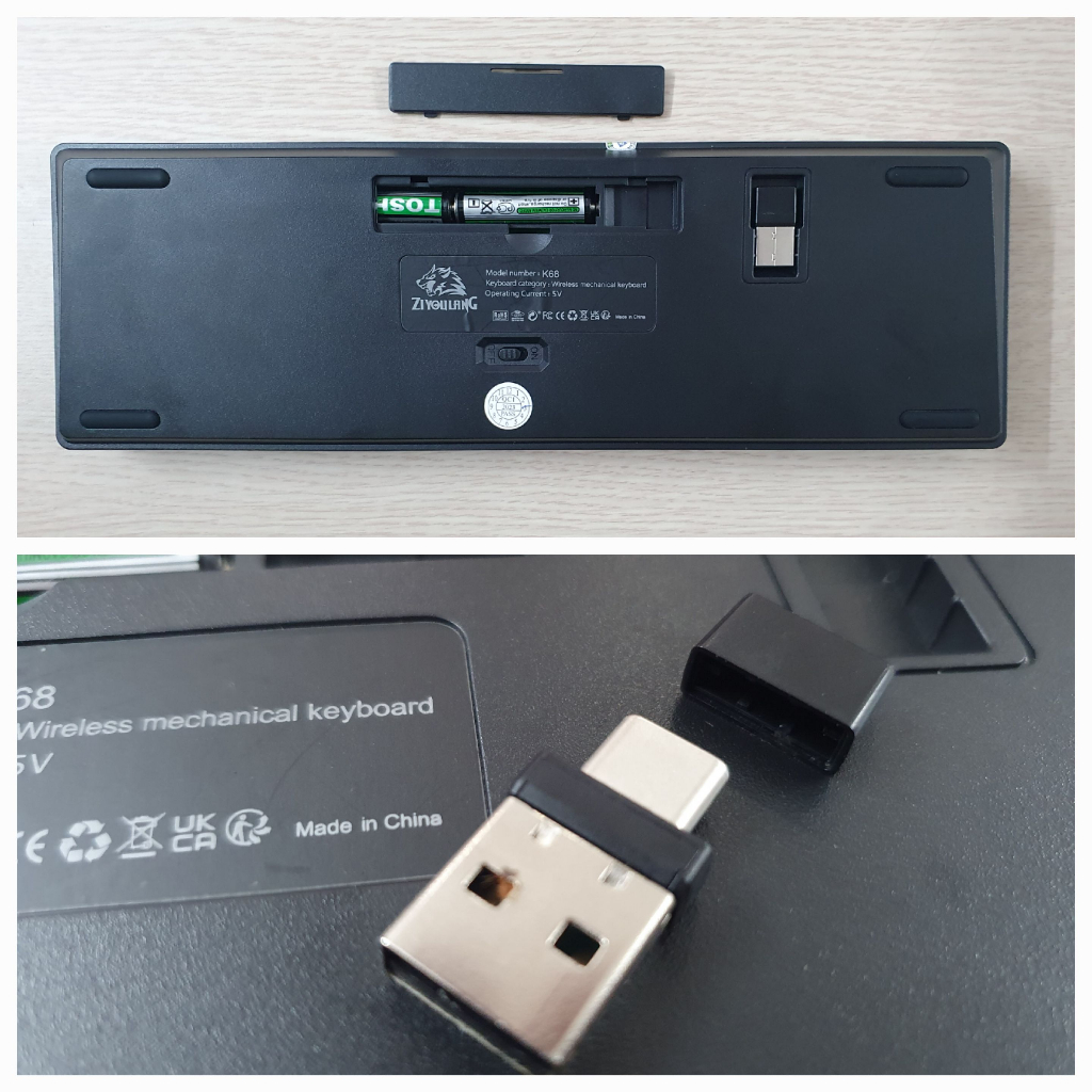 Bàn phím cơ không dây K68bt,3 chế độ Bluetooth 2.4 GHz 68 Phím Hotswap Red Switch sử dụng Máy Tính/Điện Thoại/Tablet