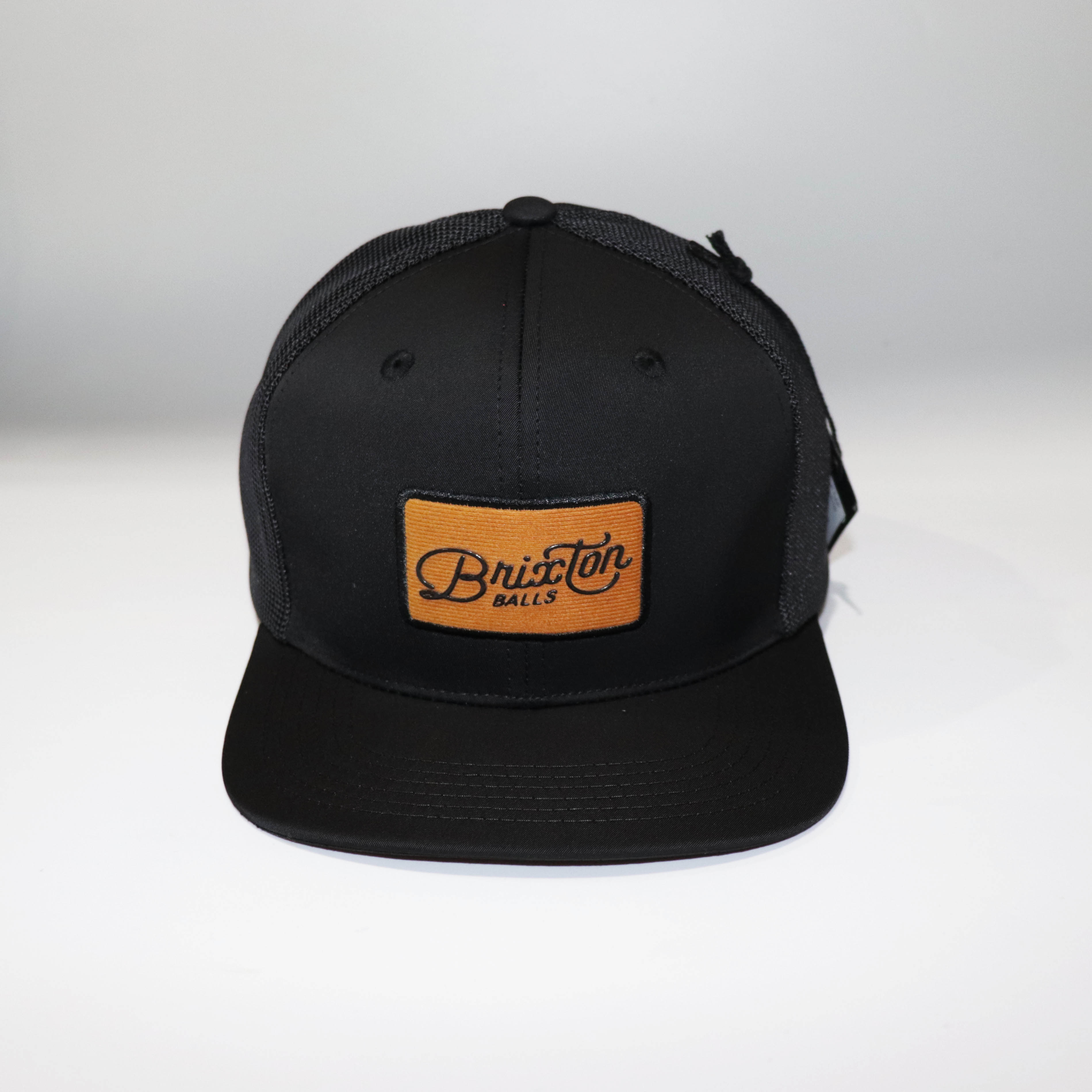Nón Mũ Snapback Brixton Lưới Đen Logo Vuông Cam 2021.