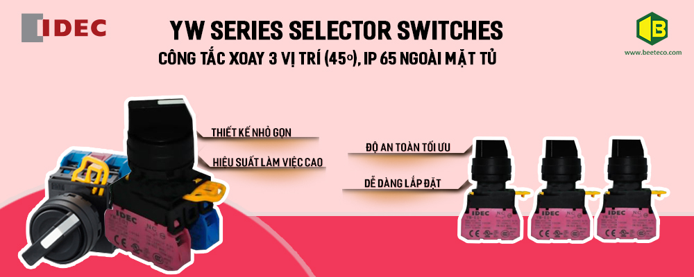 YW1S-3E : Công tắc xoay Idec phi 22, 3 vị trí