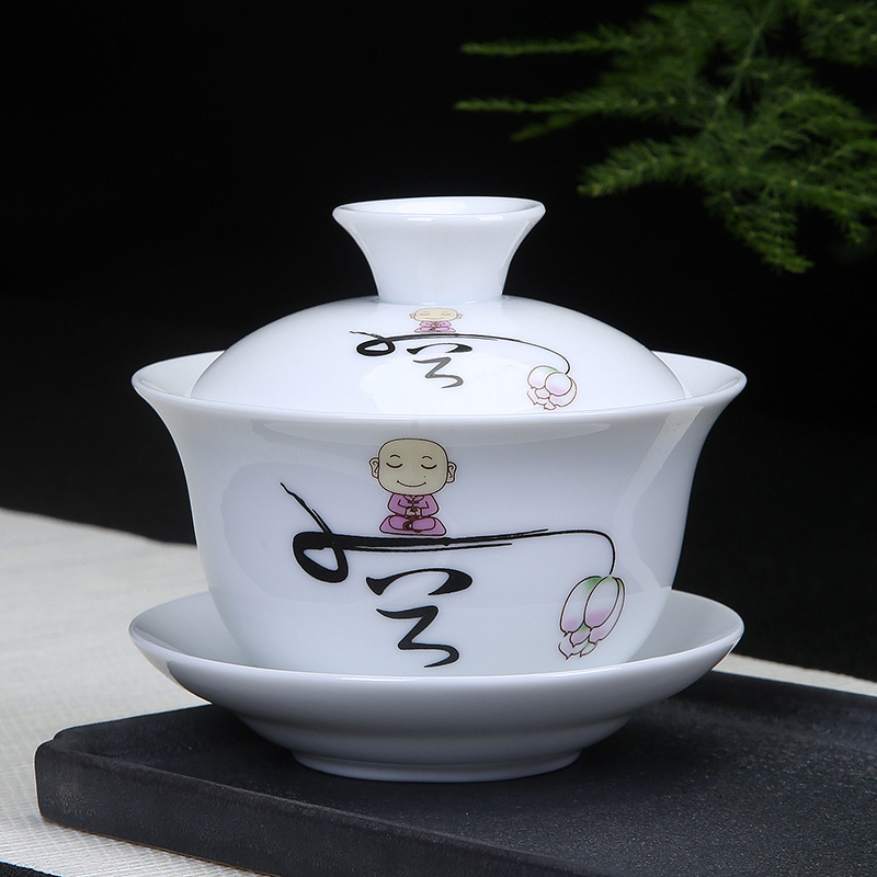 Chén Khải sứ trắng Bạch Định thấu quang 150 ml