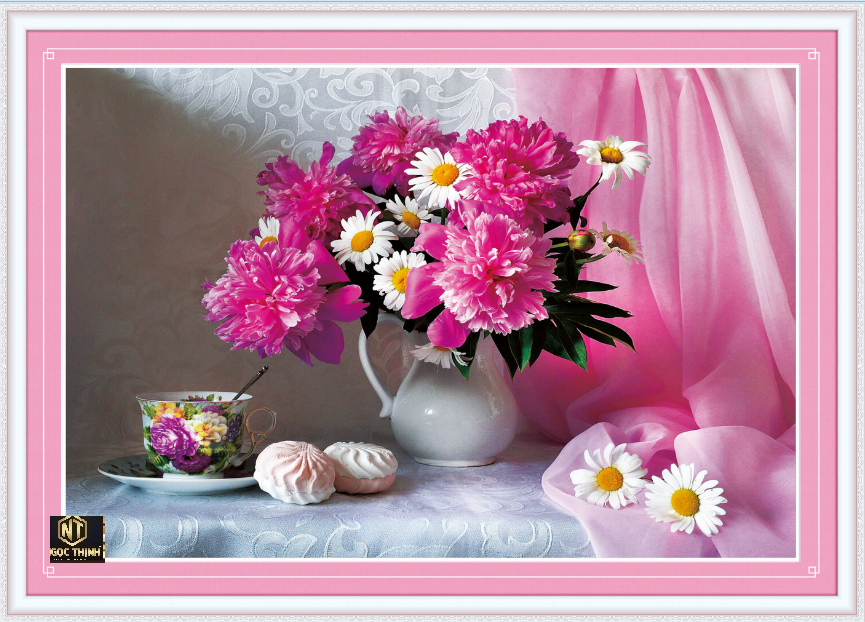 Tranh đính đá bình hoa nghệ thuật đa sắc vs405 kt75x53