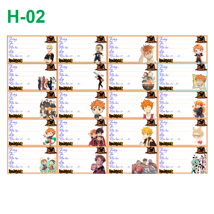 [HCM]Nhãn vở anime Haikyuu! ( combo 3 set 60 nhãn vở)