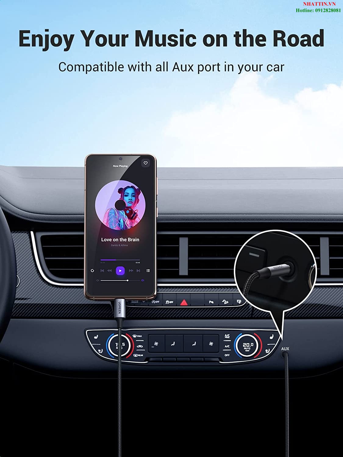 Cáp chuyển đổi USB Type-C sang 3.5mm dài 1M Ugreen 20192 cao cấp (có Chip DAC)
