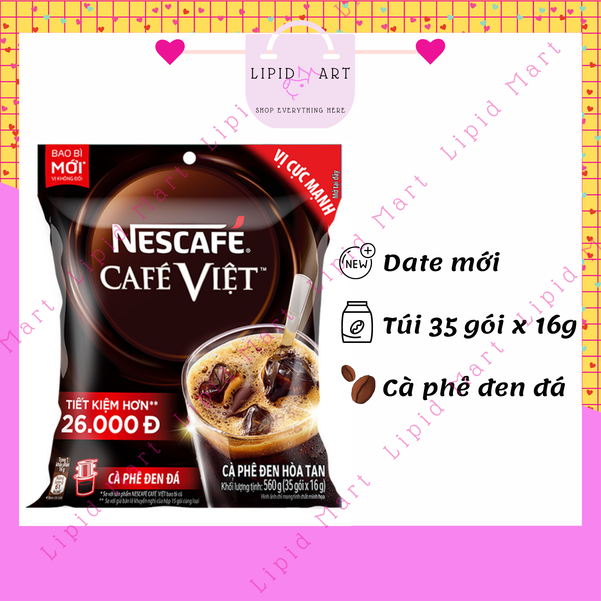 Cà phê hòa tan NESCAFÉ Café Việt Cà phê đen đá bịch 35 gói x 16g (đen)
