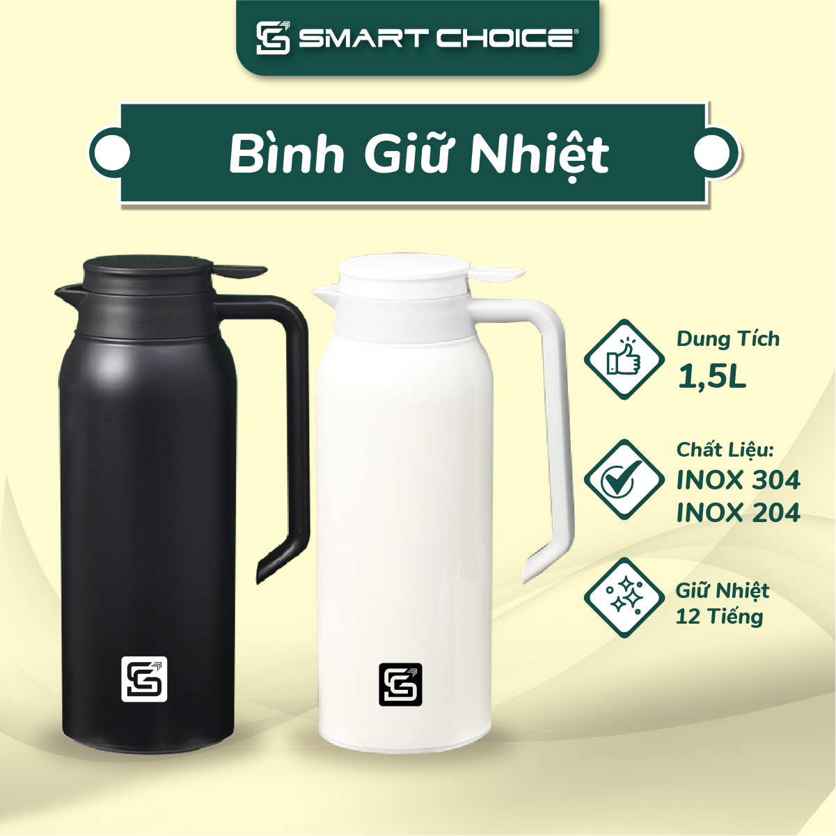 Bình giữ nhiệt smartchoice scg-pk073, bình nước giữa nhiệt inox 304, bình nước giữa nhiệt bình đựng nước giữ nhiệt cao cấp.