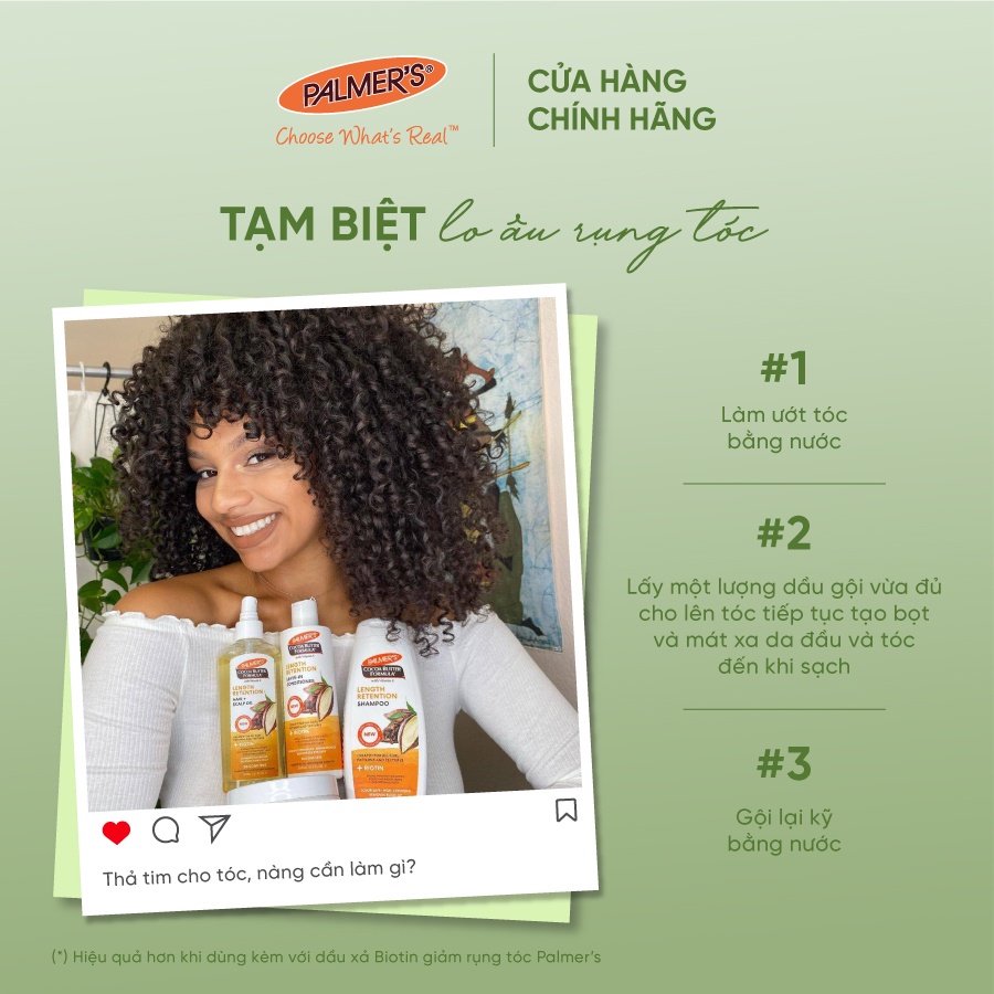 Bộ sản phẩm giảm rụng tóc Biotin Palmer's (Dầu Gội và Dầu Xả)
