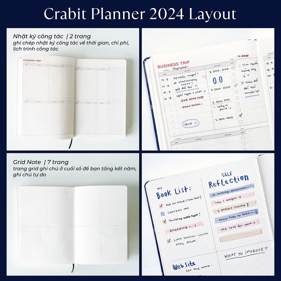 Sổ PLANNER CRABIT 2024 One Ordinary Day lập kế hoạch 12 tháng