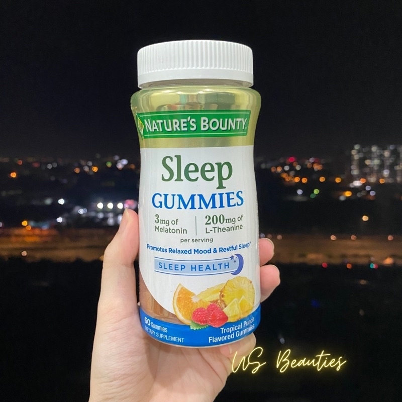 ❁№♈ vn013 [USA] Kẹo Dẻo Hỗ Trợ Ngủ Ngon Natures Bounty Sleep Complex 3 mg Melatonin/ 200 mg Gummies Punch - 60 viên