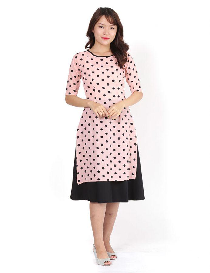 [4.4 Hoàn tiền 15%][HCM]Áo dài chấm bi - MS 01A