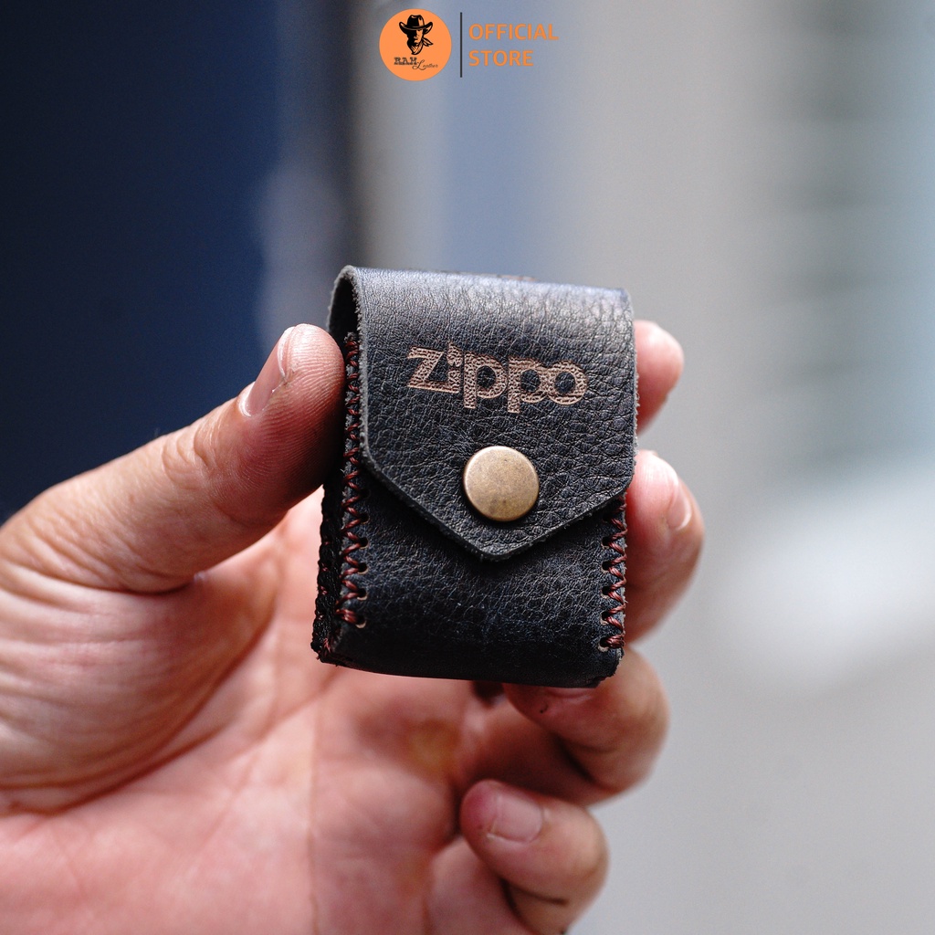 Bao da Siêu bền Zippo Da Bò Màu Đen Vân Hạt RAM Leather