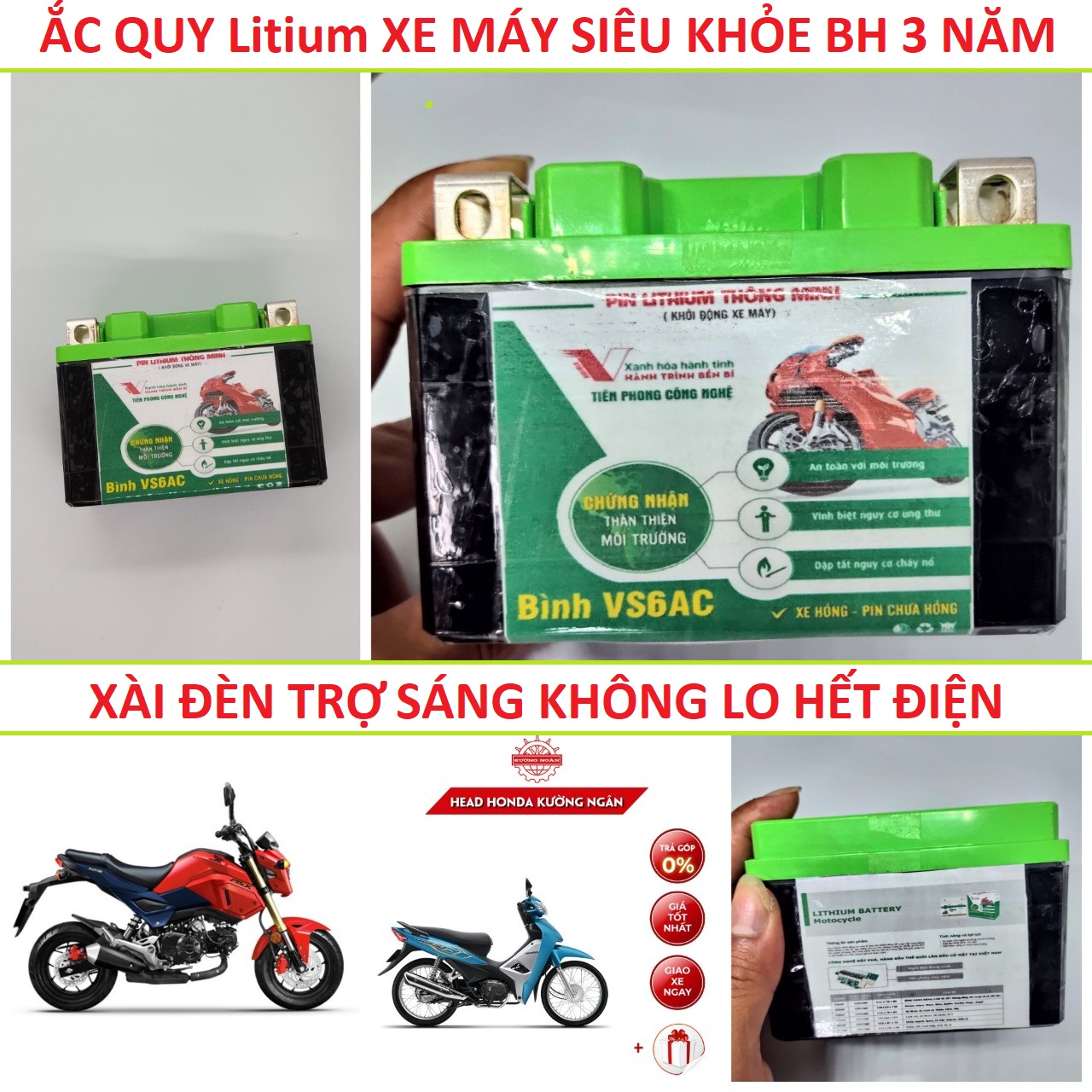 Ắc quy xe máy Siêu khỏe Pin Lithium LifePO4 6Ah - 8Ah sử dụng > 5 năm, Bình ắc quy xe máy litium loại tốt siêu bền sạc xả khỏe lắp các xe , cách chọn ắc quy tốt bền cho xe máy