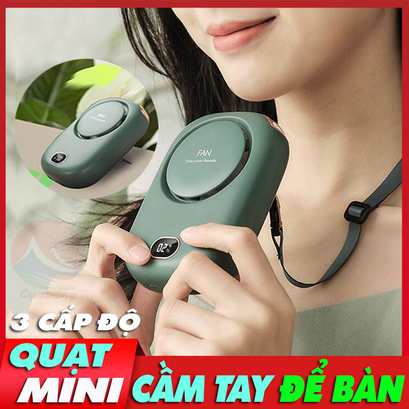 Quạt Cầm Tay Đeo Cổ Mini 203 Pin Lớn Gió Mạnh Êm Mát Quạt Sạc Điện Mini USB Thời Trang Bỏ Túi quạt mini xiaomi treo cổ phun sương cầm tay sạc điện để bàn kiểu Hàn Quốc MIKATEK