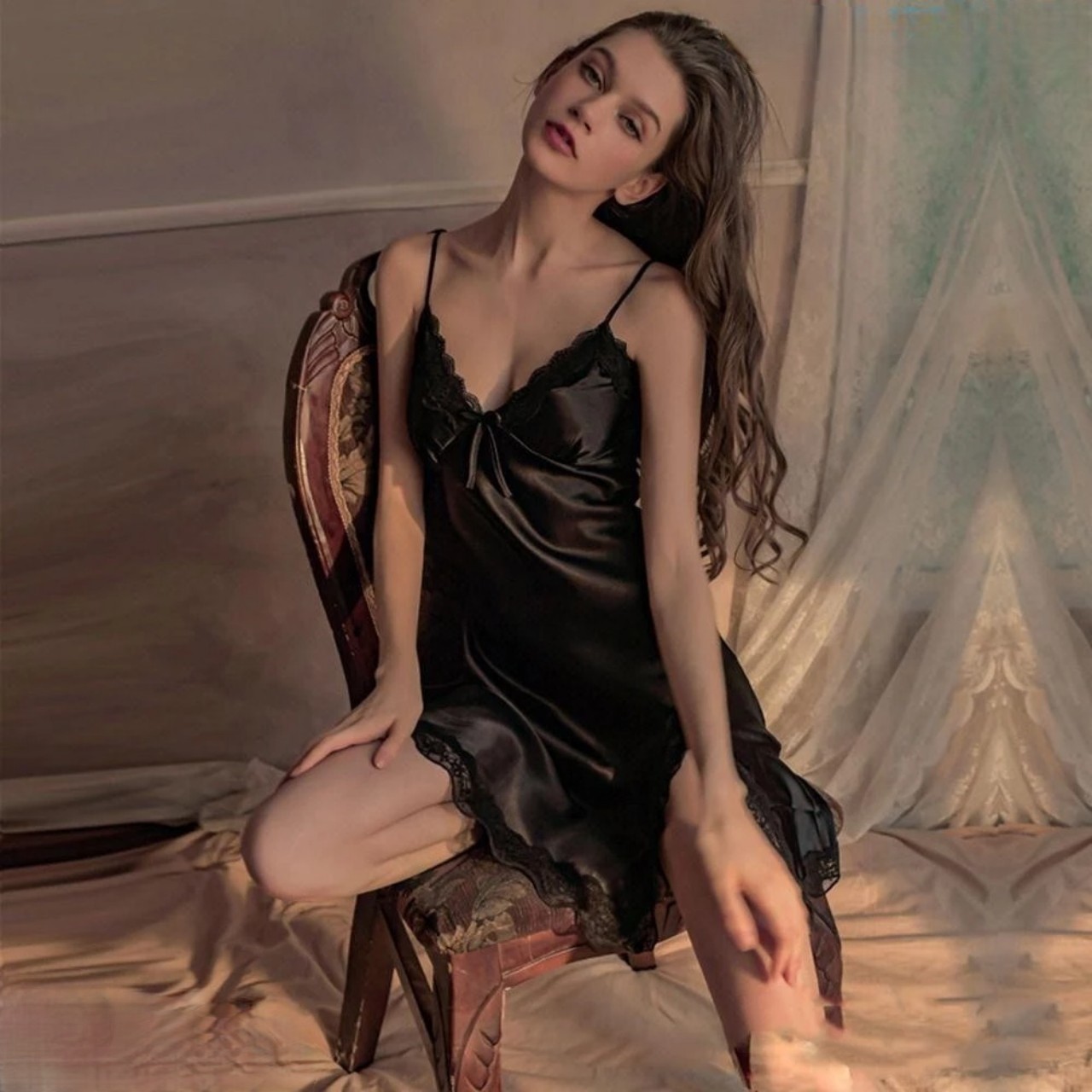 Đầm ngủ 2 dây sexy quyến rũ chất Lụa kèm tăng chỉnh